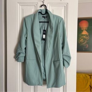 Fashion Nova Green Blazer Oversized Lightweight Suit Jacket